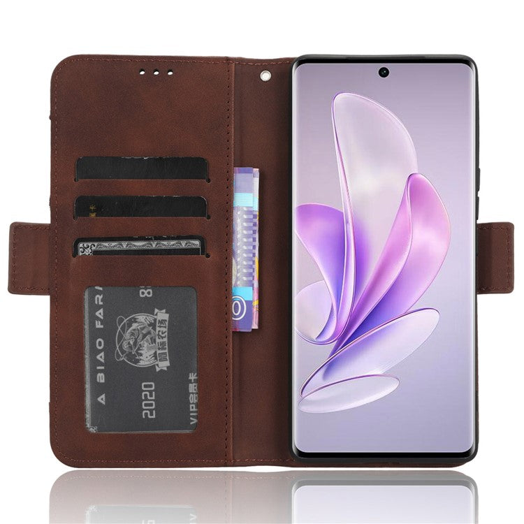 For vivo V29 5G / S17 5G / S17 Pro 5G / S17t 5G Multiple Card Slots PU Leather Phone Cover Foldable Stand Case Wallet Phone Shell - Brown