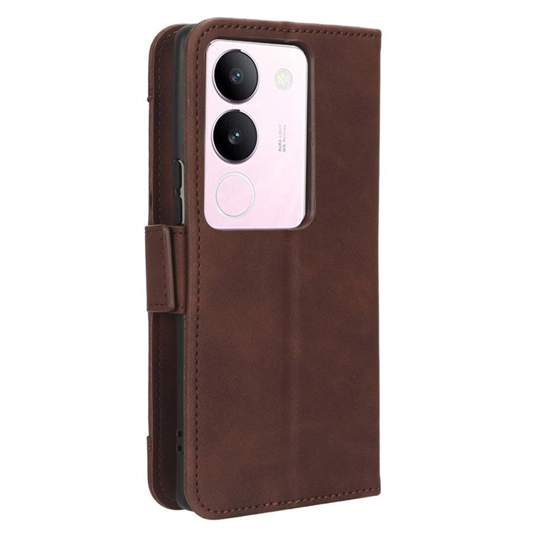 For vivo V29 5G / S17 5G / S17 Pro 5G / S17t 5G Multiple Card Slots PU Leather Phone Cover Foldable Stand Case Wallet Phone Shell - Brown