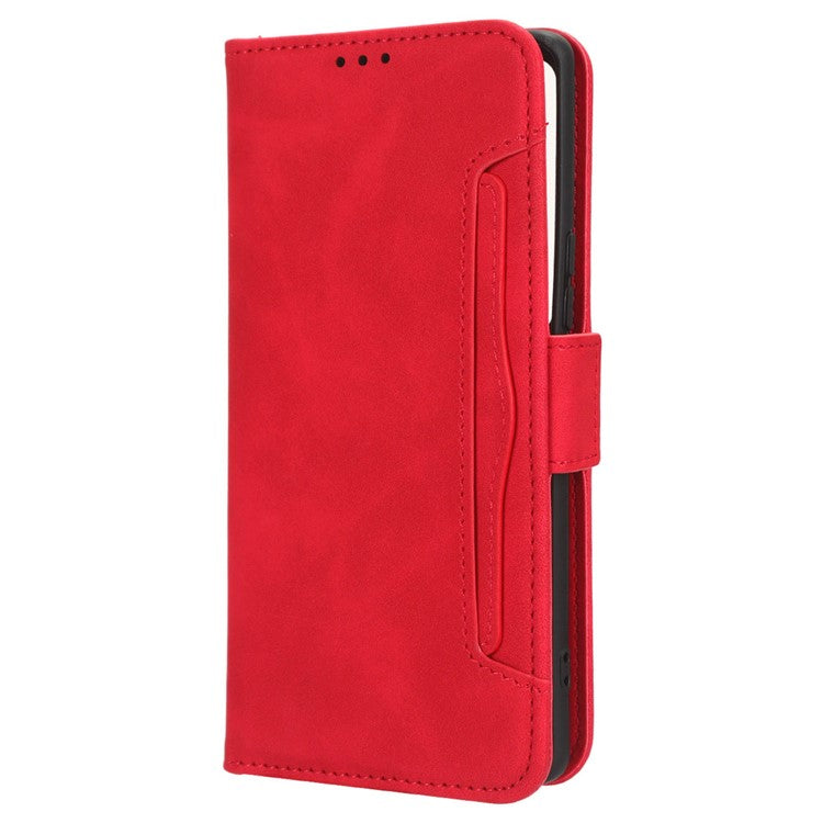 For vivo V29 5G / S17 5G / S17 Pro 5G / S17t 5G Multiple Card Slots PU Leather Phone Cover Foldable Stand Case Wallet Phone Shell - Red