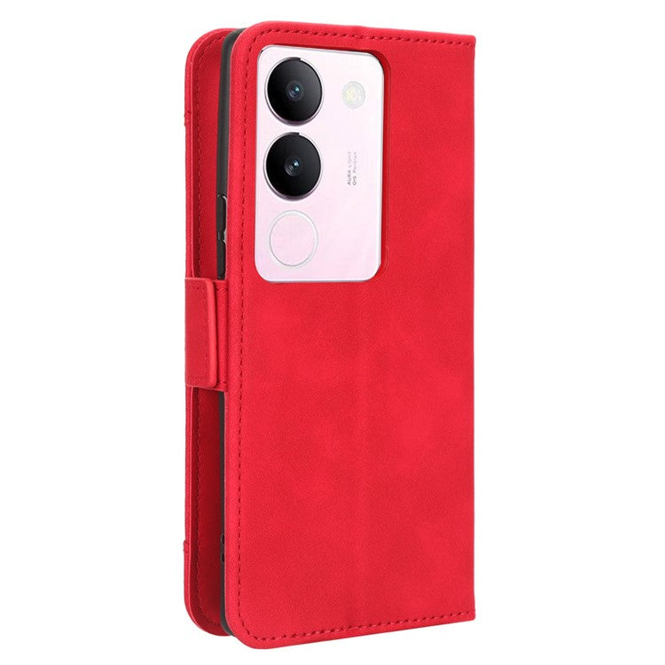 For vivo V29 5G / S17 5G / S17 Pro 5G / S17t 5G Multiple Card Slots PU Leather Phone Cover Foldable Stand Case Wallet Phone Shell - Red