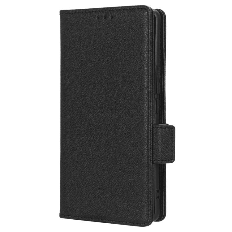 For vivo V29 5G / S17 5G / S17 Pro 5G / S17t 5G Litchi Texture Phone Case Wallet Stand Magnetic Closure PU Leather Phone Cover - Black