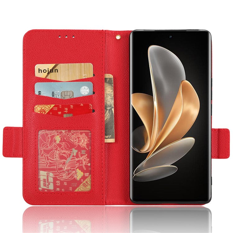 For vivo V29 5G / S17 5G / S17 Pro 5G / S17t 5G Litchi Texture Phone Case Wallet Stand Magnetic Closure PU Leather Phone Cover - Red