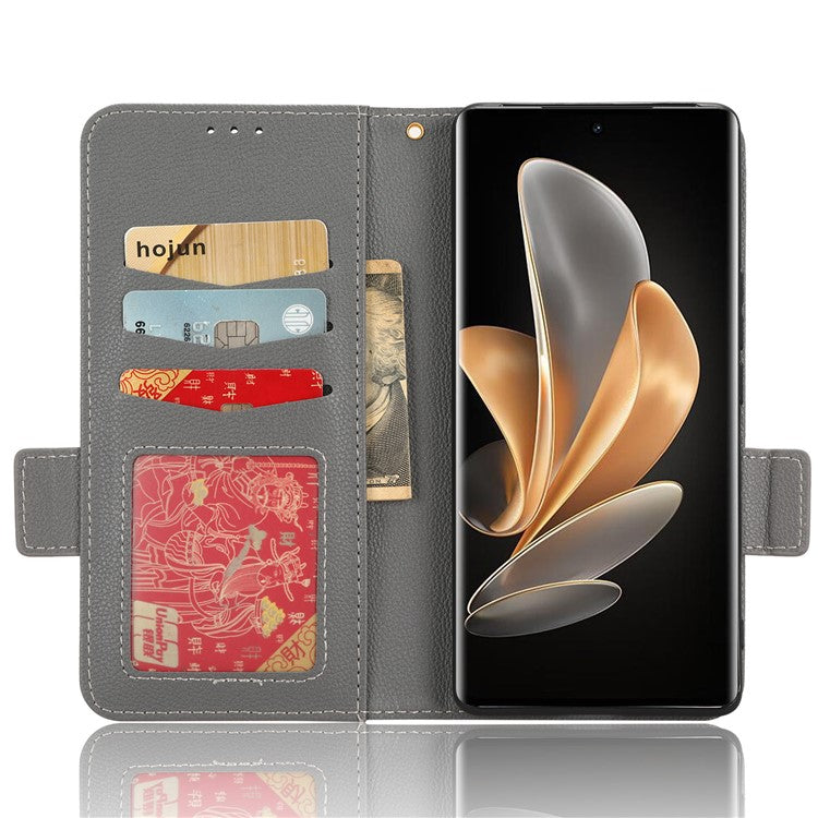 For vivo V29 5G / S17 5G / S17 Pro 5G / S17t 5G Litchi Texture Phone Case Wallet Stand Magnetic Closure PU Leather Phone Cover - Grey