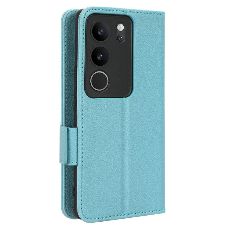 For vivo V29 5G / S17 5G / S17 Pro 5G / S17t 5G Litchi Texture Phone Case Wallet Stand Magnetic Closure PU Leather Phone Cover - Baby Blue