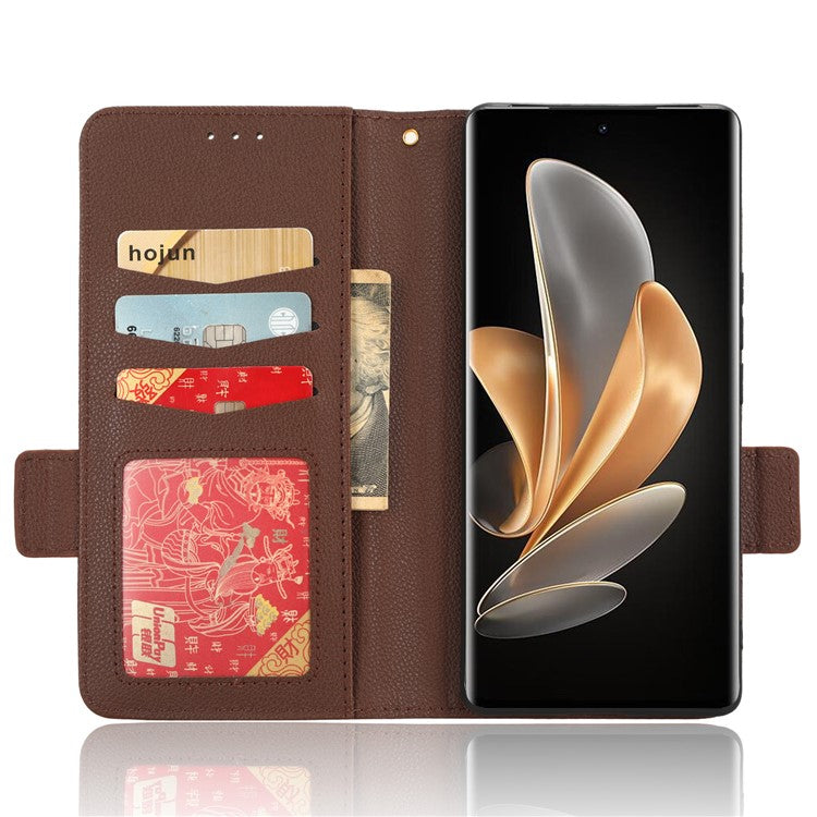 For vivo V29 5G / S17 5G / S17 Pro 5G / S17t 5G Litchi Texture Phone Case Wallet Stand Magnetic Closure PU Leather Phone Cover - Brown