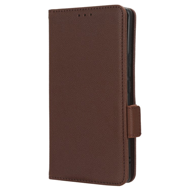 For vivo V29 5G / S17 5G / S17 Pro 5G / S17t 5G Litchi Texture Phone Case Wallet Stand Magnetic Closure PU Leather Phone Cover - Brown