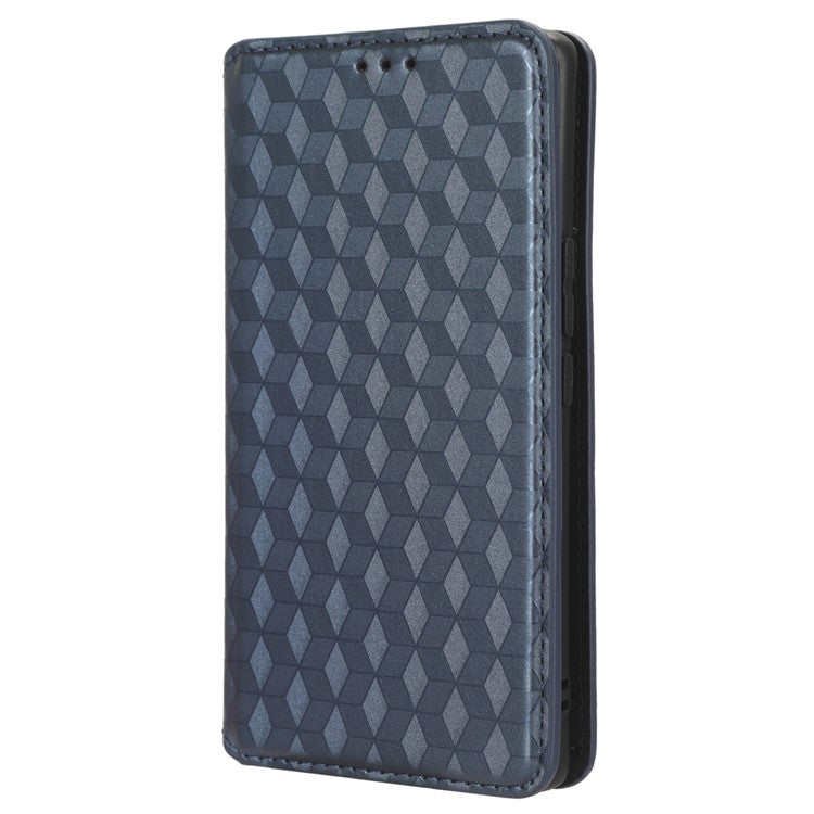 For vivo V29 5G / S17 5G / S17 Pro 5G / S17t 5G Rhombus Imprinted Shell PU Leather Stand Case Shockproof Phone Cover - Blue