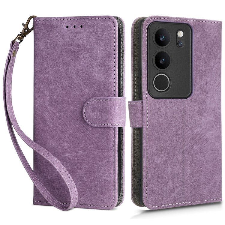 For vivo V29 5G / S17 5G / S17 Pro 5G / S17t 5G Shockproof Phone Cover RFID Blocking PU Leather+TPU Stand Phone Case Wallet - Purple