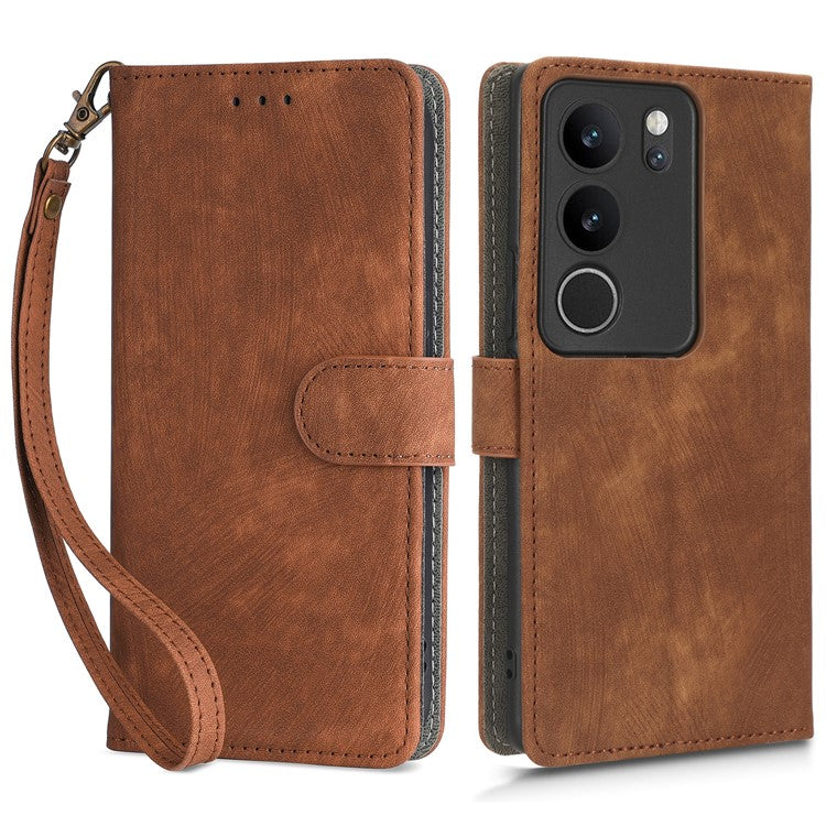 For vivo V29 5G / S17 5G / S17 Pro 5G / S17t 5G Shockproof Phone Cover RFID Blocking PU Leather+TPU Stand Phone Case Wallet - Brown