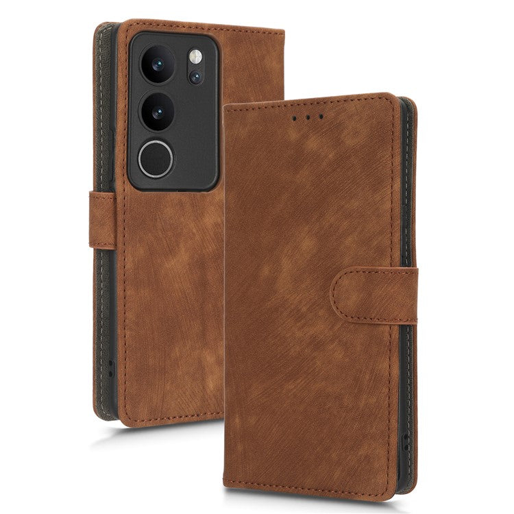 For vivo V29 5G / S17 5G / S17 Pro 5G / S17t 5G Shockproof Phone Cover RFID Blocking PU Leather+TPU Stand Phone Case Wallet - Brown