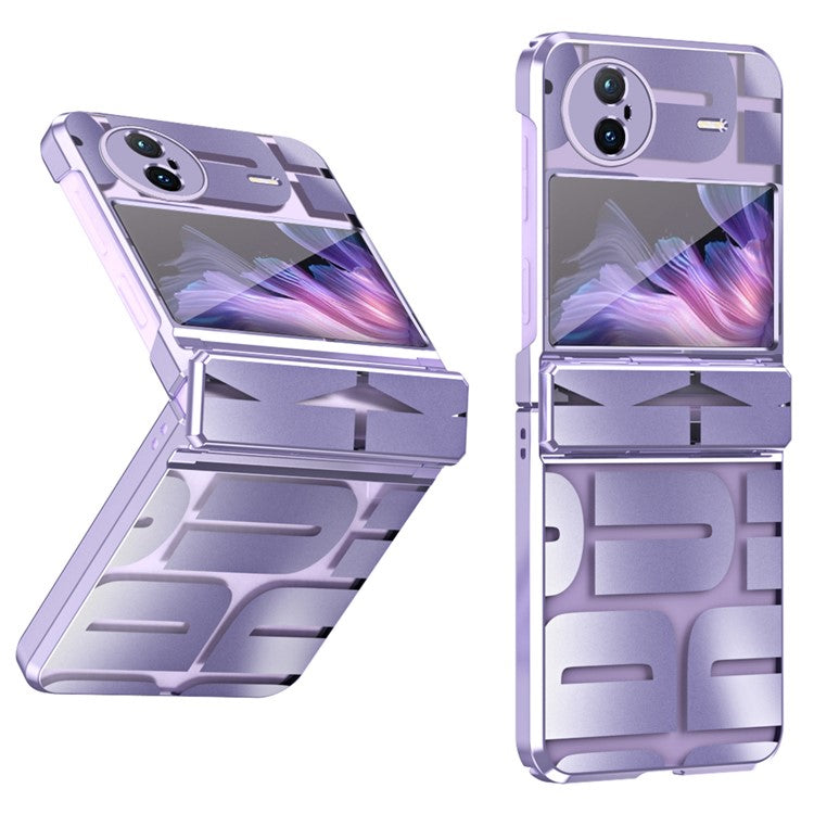 For vivo X Flip Electroplating Phone Case Hinge Protection Hard PC Cover - Purple