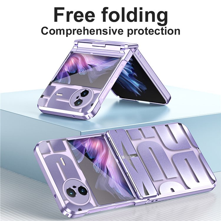 For vivo X Flip Electroplating Phone Case Hinge Protection Hard PC Cover - Purple