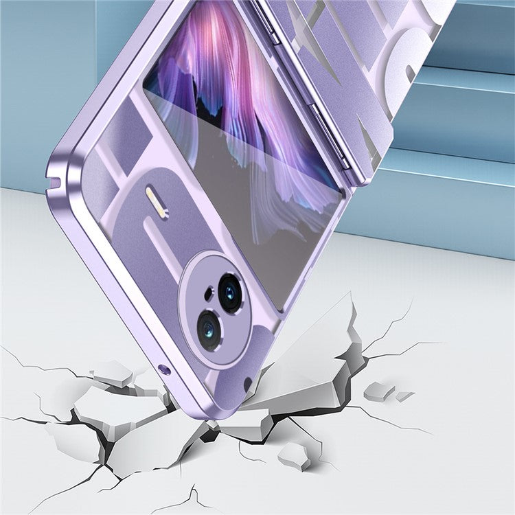 For vivo X Flip Electroplating Phone Case Hinge Protection Hard PC Cover - Purple