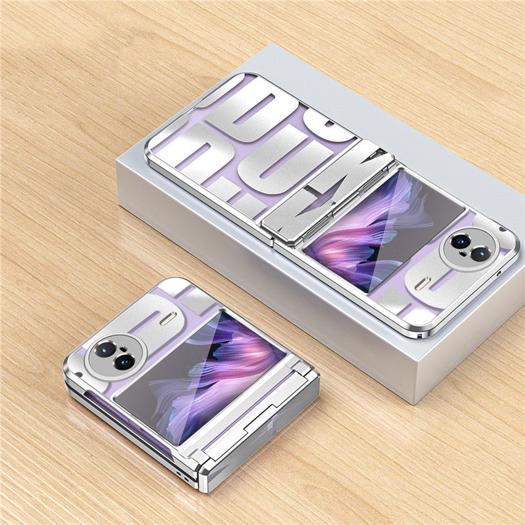 For vivo X Flip Electroplating Phone Case Hinge Protection Hard PC Cover - Silver