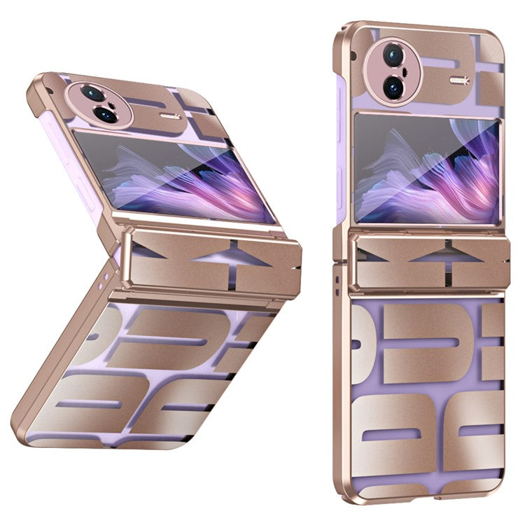 For vivo X Flip Electroplating Phone Case Hinge Protection Hard PC Cover - Rose Gold