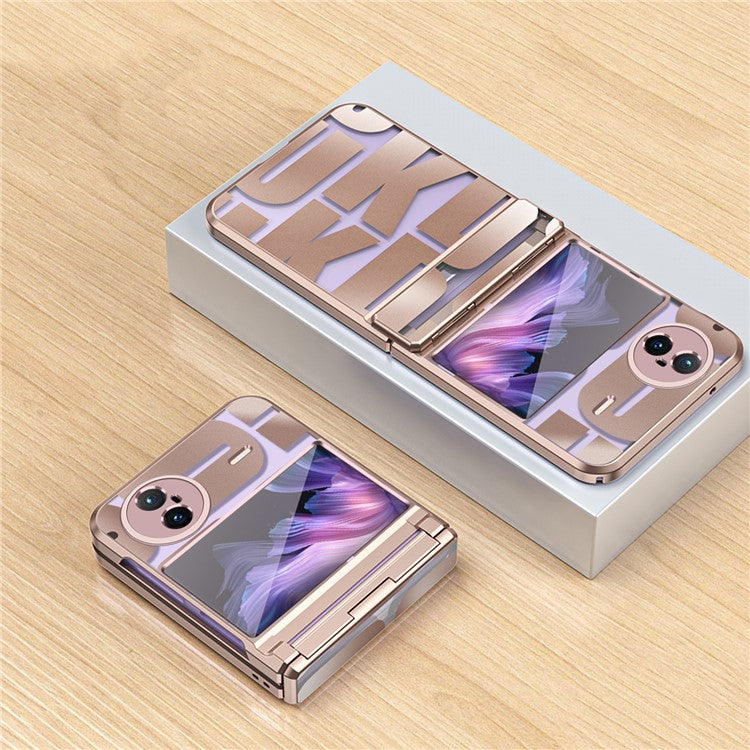 For vivo X Flip Electroplating Phone Case Hinge Protection Hard PC Cover - Rose Gold