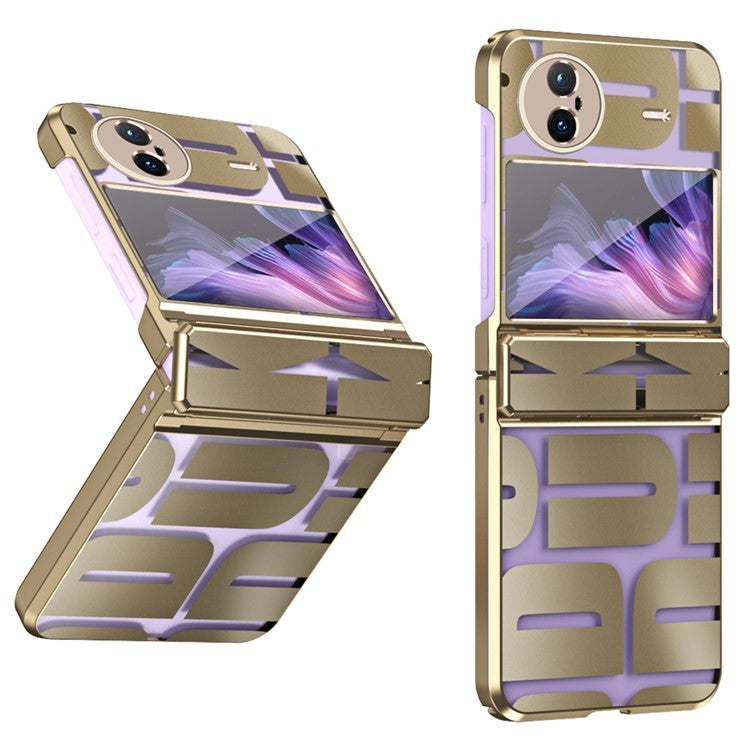 For vivo X Flip Electroplating Phone Case Hinge Protection Hard PC Cover - Gold