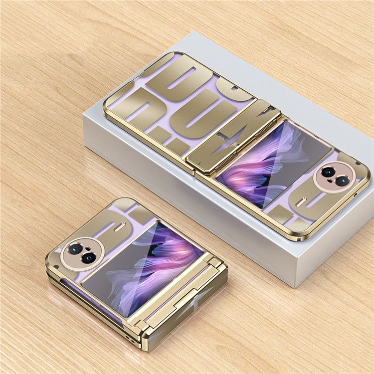 For vivo X Flip Electroplating Phone Case Hinge Protection Hard PC Cover - Gold