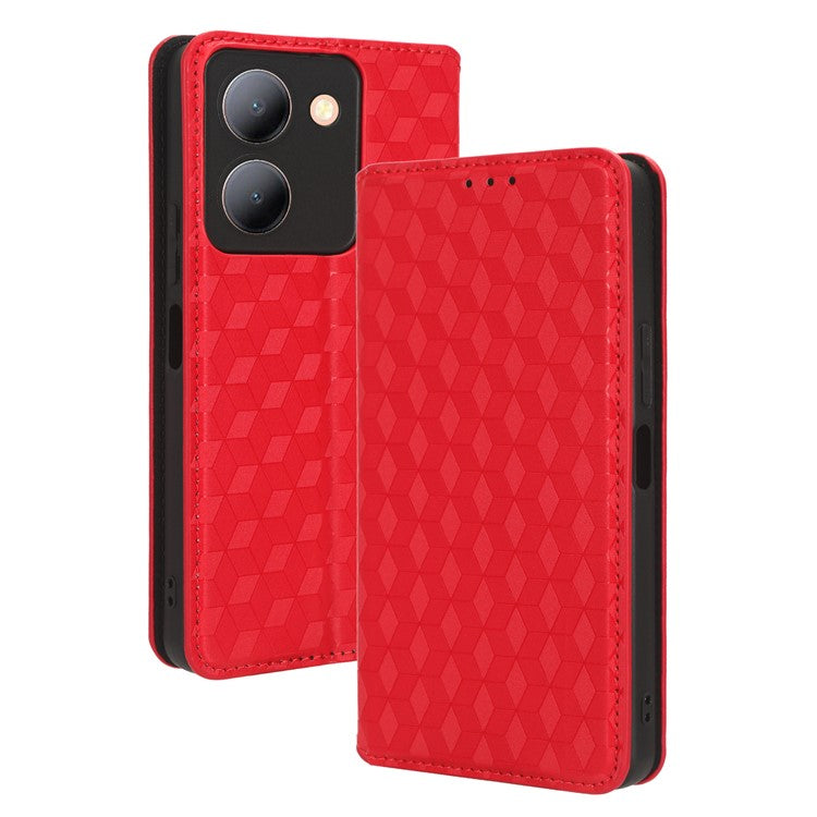 For vivo Y36 4G (Global) / Y36 5G (Global) / Y78 5G (China) / Y78m 5G / Y27 5G / Y27s 4G / Y77t 5G / Y78 5G  PU Leather Case Phone Wallet - Red