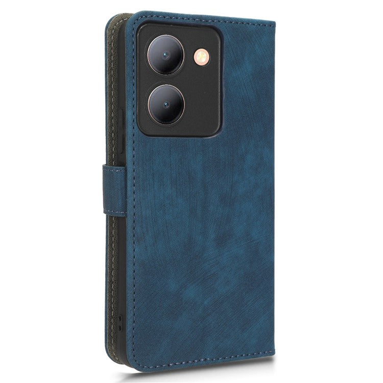 For vivo Y36 4G (Global) / Y36 5G (Global) / Y78 5G (China) / Y78m 5G / Y27 5G / Y27s 4G / Y77t 5G / Y78 5G RFID Blocking Wallet Case with Strap - Blue