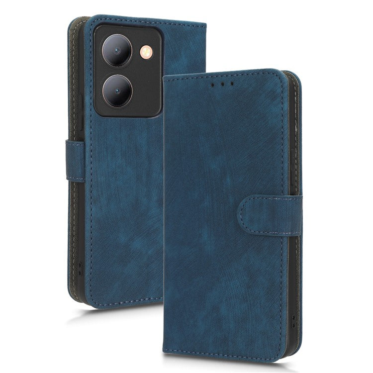 For vivo Y36 4G (Global) / Y36 5G (Global) / Y78 5G (China) / Y78m 5G / Y27 5G / Y27s 4G / Y77t 5G / Y78 5G RFID Blocking Wallet Case with Strap - Blue