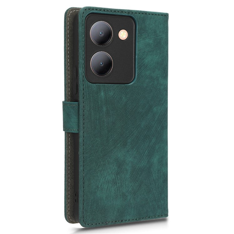 For vivo Y36 4G (Global) / Y36 5G (Global) / Y78 5G (China) / Y78m 5G / Y27 5G / Y27s 4G / Y77t 5G / Y78 5G RFID Blocking Wallet Case with Strap - Green