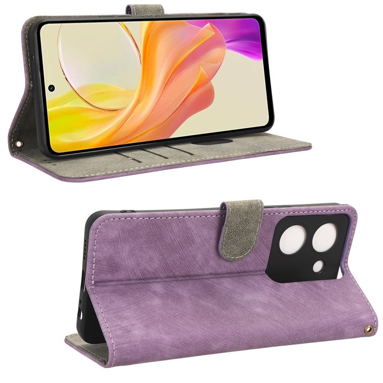 For vivo Y36 4G (Global) / Y36 5G (Global) / Y78 5G (China) / Y78m 5G / Y27 5G / Y27s 4G / Y77t 5G / Y78 5G RFID Blocking Wallet Case with Strap - Purple