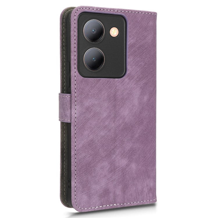 For vivo Y36 4G (Global) / Y36 5G (Global) / Y78 5G (China) / Y78m 5G / Y27 5G / Y27s 4G / Y77t 5G / Y78 5G RFID Blocking Wallet Case with Strap - Purple