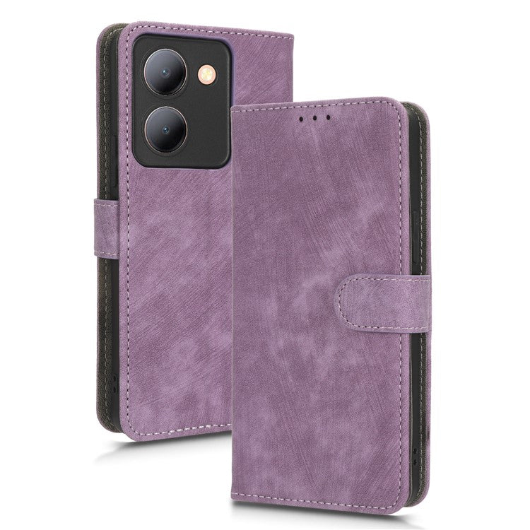 For vivo Y36 4G (Global) / Y36 5G (Global) / Y78 5G (China) / Y78m 5G / Y27 5G / Y27s 4G / Y77t 5G / Y78 5G RFID Blocking Wallet Case with Strap - Purple