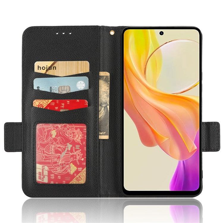 For vivo Y36 4G (Global) / Y36 5G (Global) / Y78 5G (China) / Y78m 5G / Y27 5G / Y27s 4G / Y77t 5G / Y78 5G Leather Phone Wallet Case  - Black