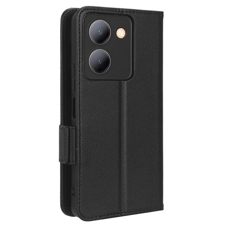 For vivo Y36 4G (Global) / Y36 5G (Global) / Y78 5G (China) / Y78m 5G / Y27 5G / Y27s 4G / Y77t 5G / Y78 5G Leather Phone Wallet Case  - Black