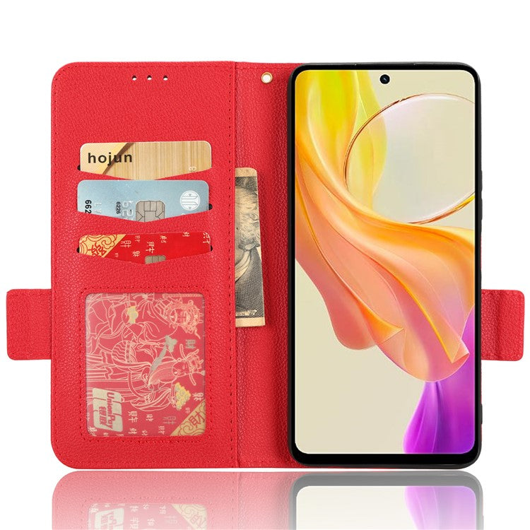 For vivo Y36 4G (Global) / Y36 5G (Global) / Y78 5G (China) / Y78m 5G / Y27 5G / Y27s 4G / Y77t 5G / Y78 5G Leather Phone Wallet Case  - Red