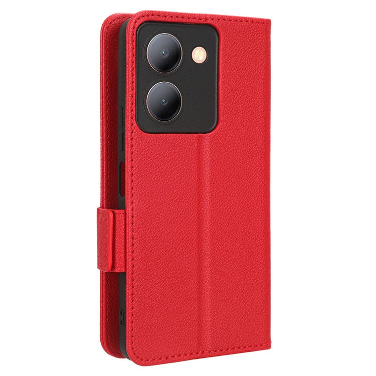 For vivo Y36 4G (Global) / Y36 5G (Global) / Y78 5G (China) / Y78m 5G / Y27 5G / Y27s 4G / Y77t 5G / Y78 5G Leather Phone Wallet Case  - Red