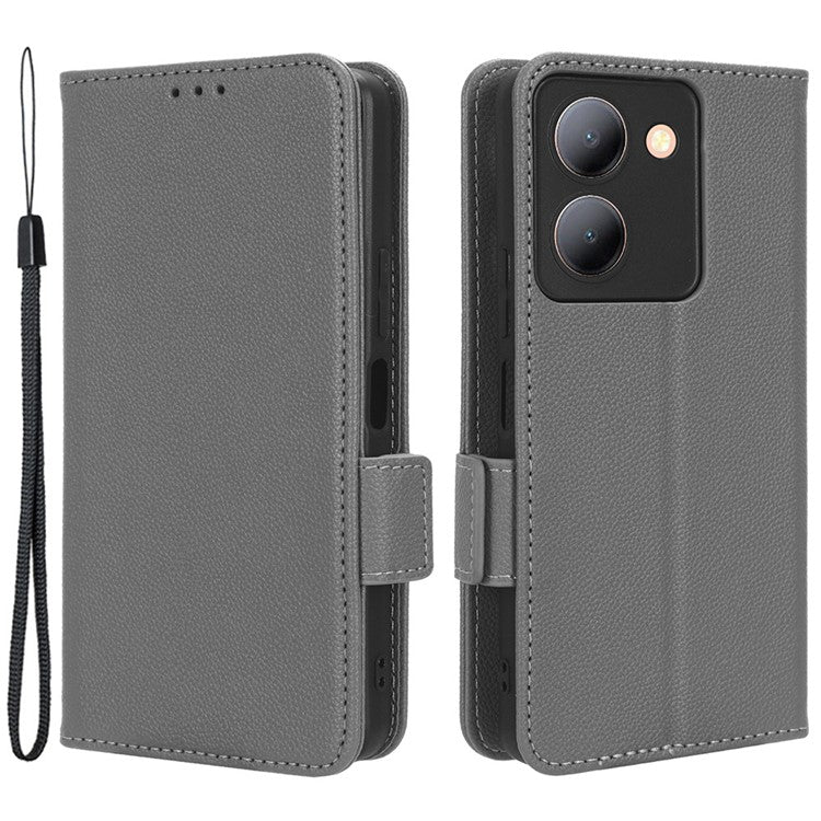 For vivo Y36 4G (Global) / Y36 5G (Global) / Y78 5G (China) / Y78m 5G / Y27 5G / Y27s 4G / Y77t 5G / Y78 5G Leather Phone Wallet Case  - Grey