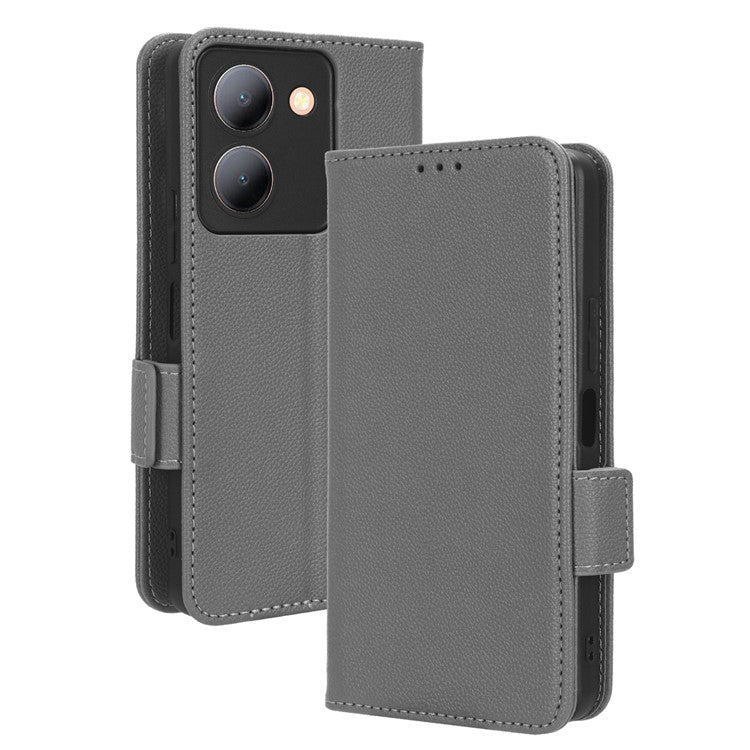 For vivo Y36 4G (Global) / Y36 5G (Global) / Y78 5G (China) / Y78m 5G / Y27 5G / Y27s 4G / Y77t 5G / Y78 5G Leather Phone Wallet Case  - Grey