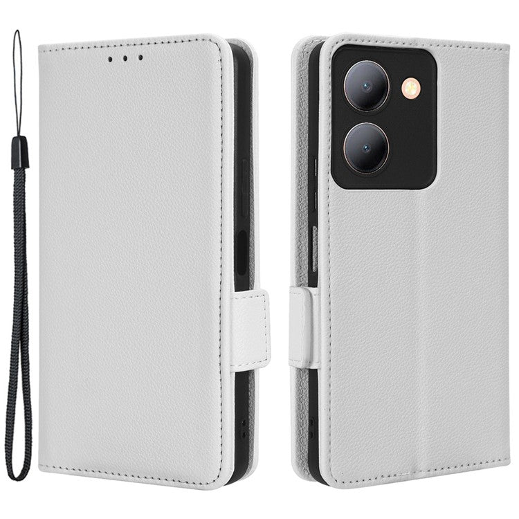 For vivo Y36 4G (Global) / Y36 5G (Global) / Y78 5G (China) / Y78m 5G / Y27 5G / Y27s 4G / Y77t 5G / Y78 5G Leather Phone Wallet Case  - White