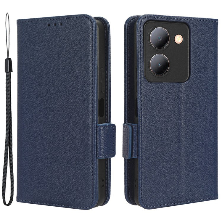 For vivo Y36 4G (Global) / Y36 5G (Global) / Y78 5G (China) / Y78m 5G / Y27 5G / Y27s 4G / Y77t 5G / Y78 5G Leather Phone Wallet Case  - Dark Blue