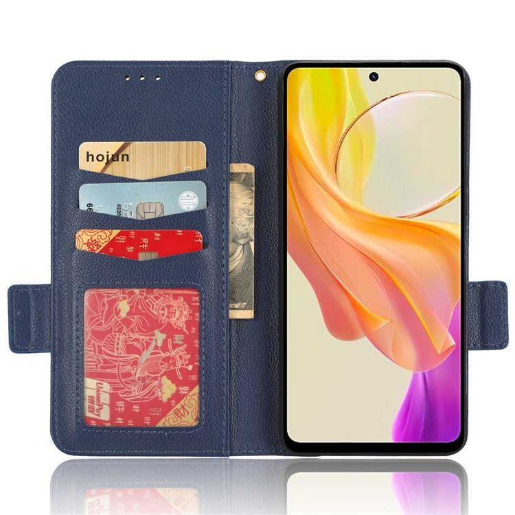 For vivo Y36 4G (Global) / Y36 5G (Global) / Y78 5G (China) / Y78m 5G / Y27 5G / Y27s 4G / Y77t 5G / Y78 5G Leather Phone Wallet Case  - Dark Blue