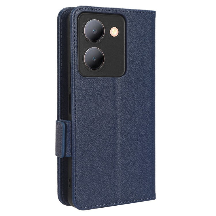 For vivo Y36 4G (Global) / Y36 5G (Global) / Y78 5G (China) / Y78m 5G / Y27 5G / Y27s 4G / Y77t 5G / Y78 5G Leather Phone Wallet Case  - Dark Blue