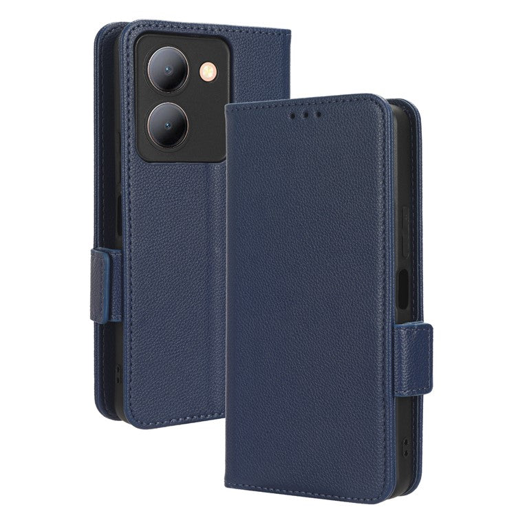 For vivo Y36 4G (Global) / Y36 5G (Global) / Y78 5G (China) / Y78m 5G / Y27 5G / Y27s 4G / Y77t 5G / Y78 5G Leather Phone Wallet Case  - Dark Blue