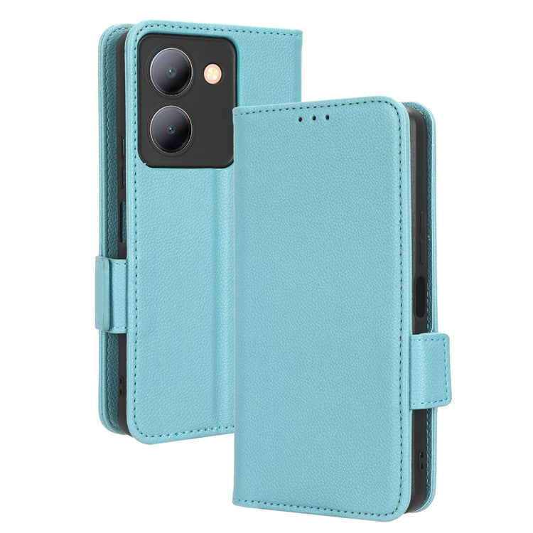 For vivo Y36 4G (Global) / Y36 5G (Global) / Y78 5G (China) / Y78m 5G / Y27 5G / Y27s 4G / Y77t 5G / Y78 5G Leather Phone Wallet Case  - Baby Blue