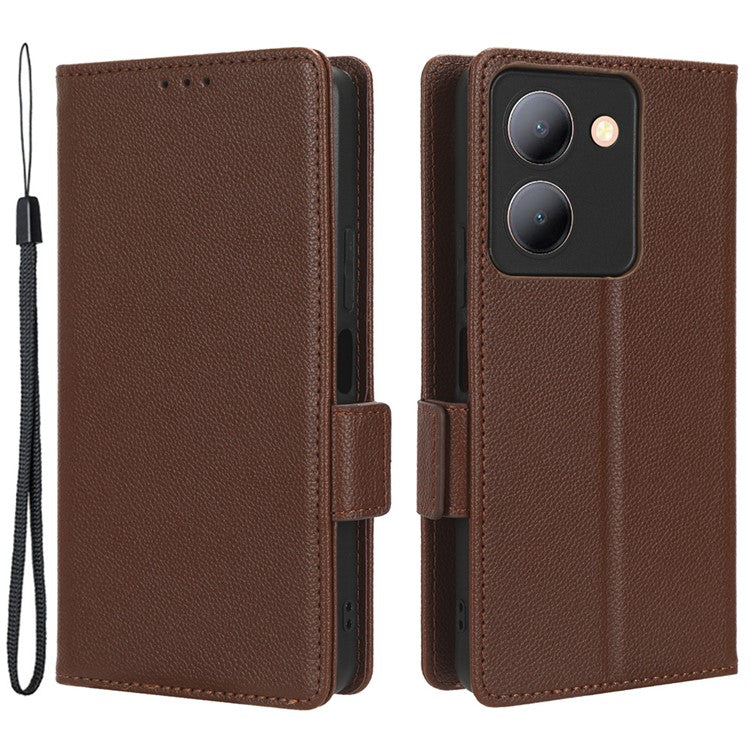 For vivo Y36 4G (Global) / Y36 5G (Global) / Y78 5G (China) / Y78m 5G / Y27 5G / Y27s 4G / Y77t 5G / Y78 5G Leather Phone Wallet Case  - Brown