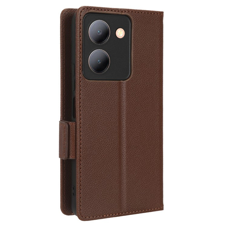 For vivo Y36 4G (Global) / Y36 5G (Global) / Y78 5G (China) / Y78m 5G / Y27 5G / Y27s 4G / Y77t 5G / Y78 5G Leather Phone Wallet Case  - Brown