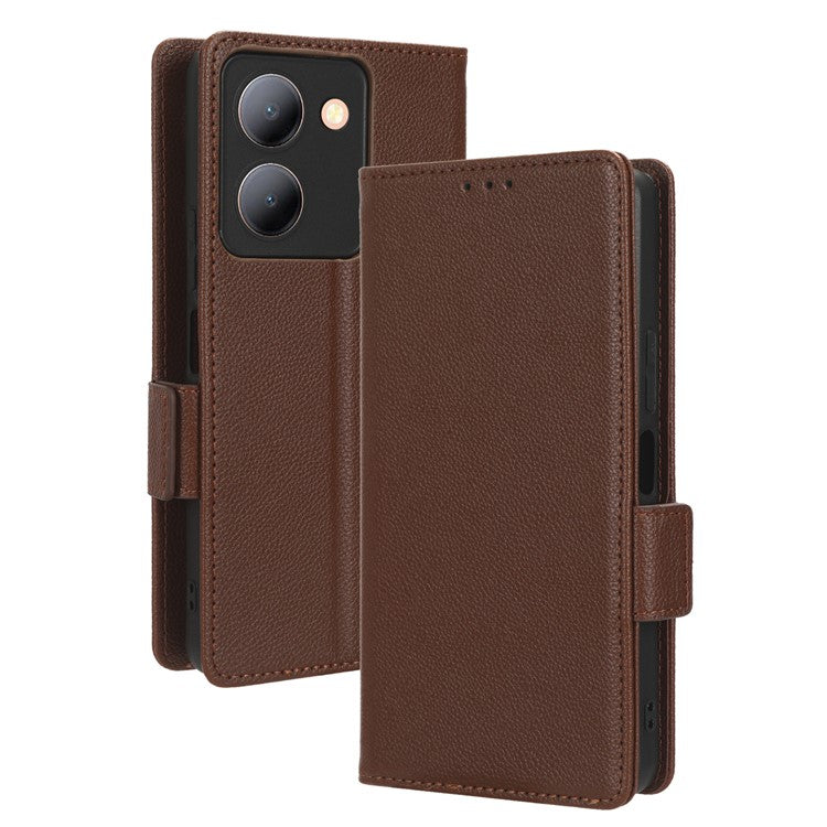 For vivo Y36 4G (Global) / Y36 5G (Global) / Y78 5G (China) / Y78m 5G / Y27 5G / Y27s 4G / Y77t 5G / Y78 5G Leather Phone Wallet Case  - Brown