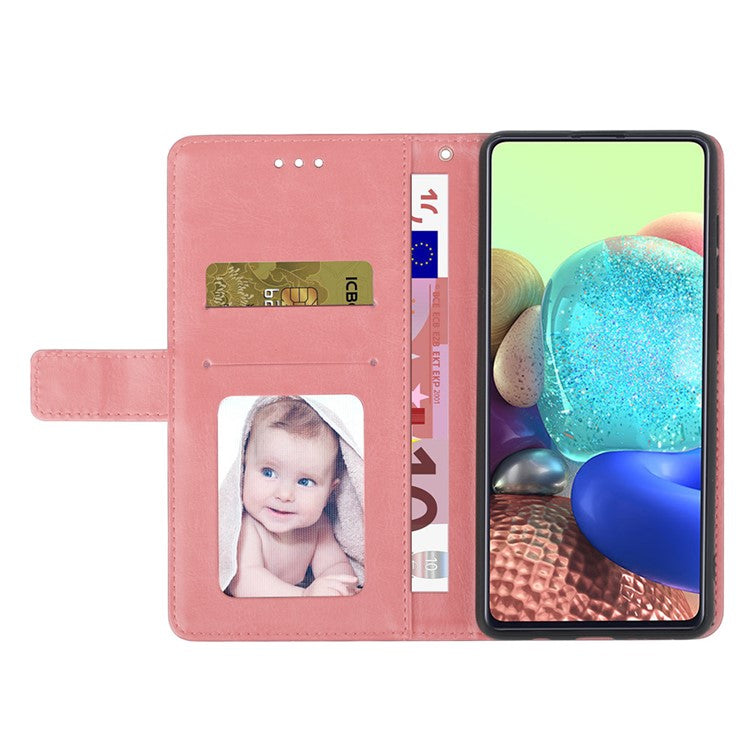 HT01 Wallet Phone Case for vivo Y78+ 5G , Y-shaped Line Imprinting Stand PU Leather Cover - Pink