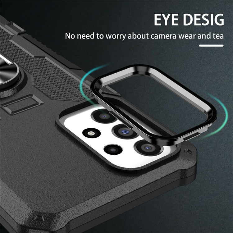 For vivo V27 5G PC + TPU Shockproof Phone Case Ring Kickstand Rugged Cover - Black