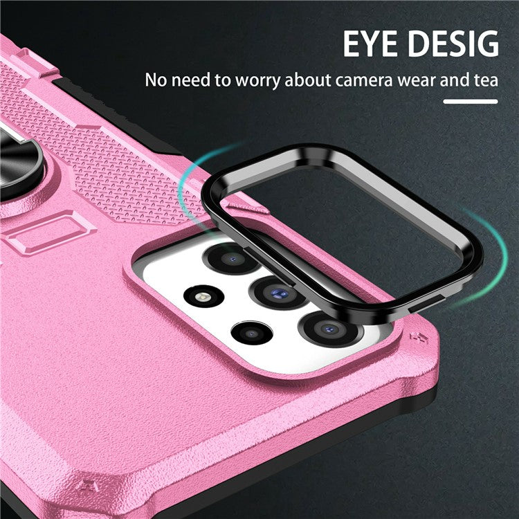 For vivo V27 5G PC + TPU Shockproof Phone Case Ring Kickstand Rugged Cover - Pink