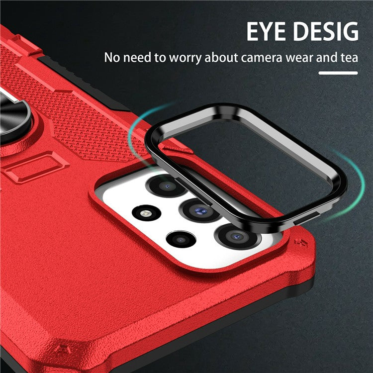 For vivo V27 5G PC + TPU Shockproof Phone Case Ring Kickstand Rugged Cover - Red