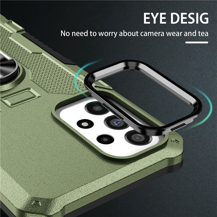 For vivo V27 5G PC + TPU Shockproof Phone Case Ring Kickstand Rugged Cover - Green