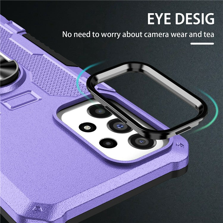 For vivo V27 5G PC + TPU Shockproof Phone Case Ring Kickstand Rugged Cover - Purple